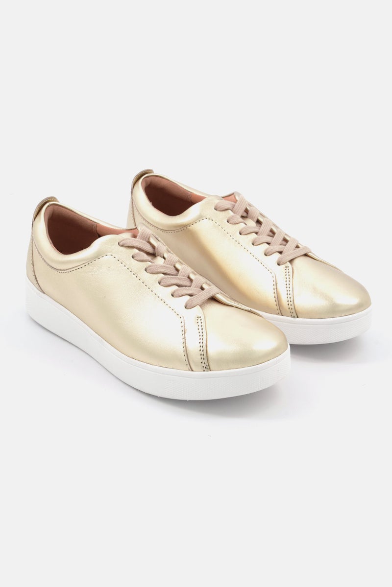 Women Rally Sneaker Lace Up Casual Shoes, Gold