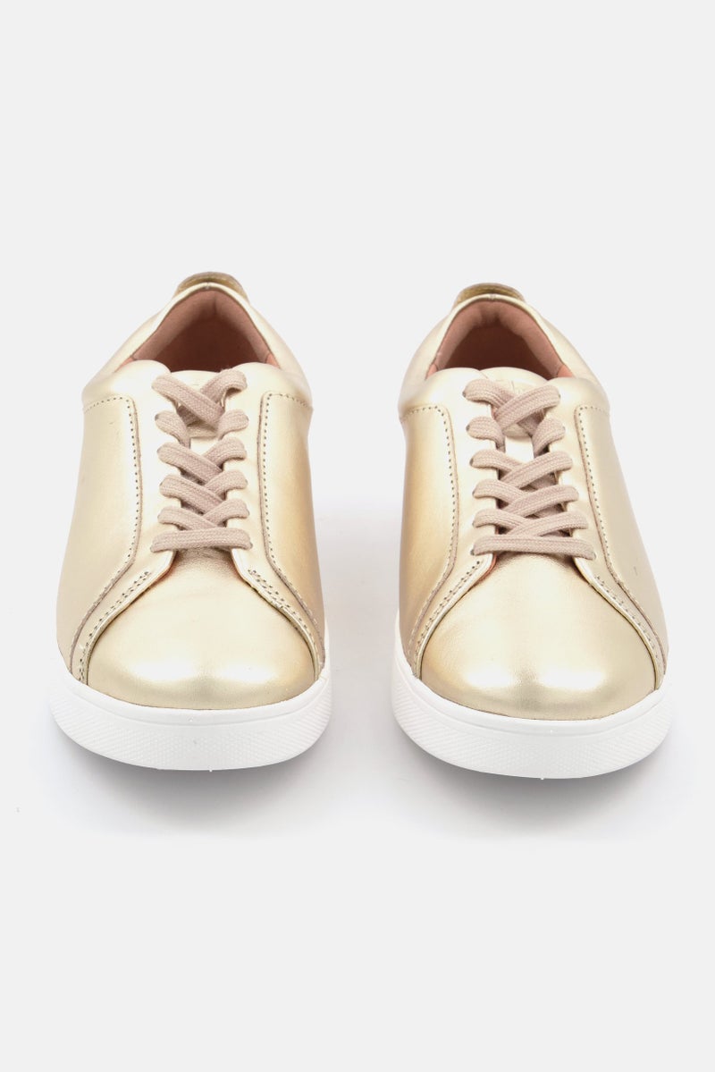 Women Rally Sneaker Lace Up Casual Shoes, Gold