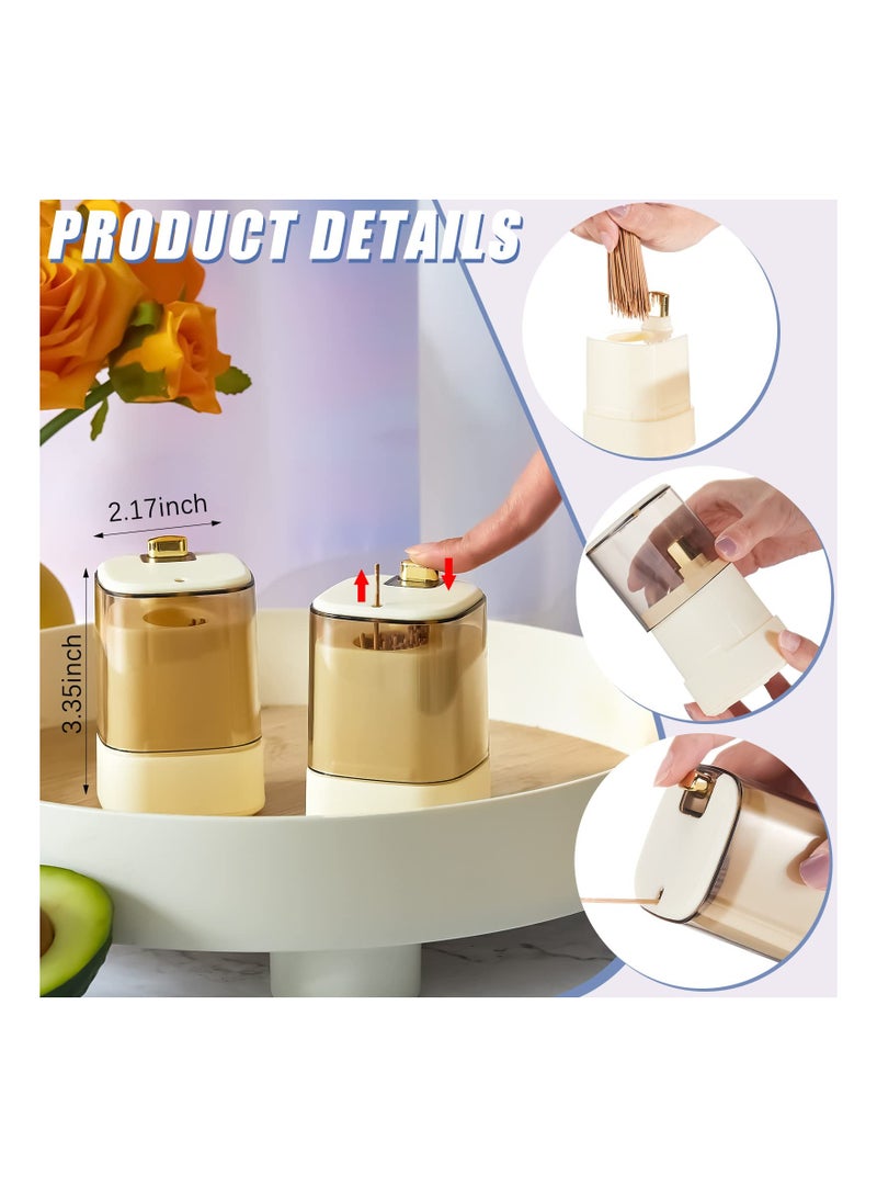 Toothpick Storage Box 4 Pcs Automatic Toothpick Dispenser Pop up Toothpick Holder Dispenser Novelty Sturdy Tooth Pick Holder Safe Thickening Toothpicks Container for Home Kitchen Restaurant
