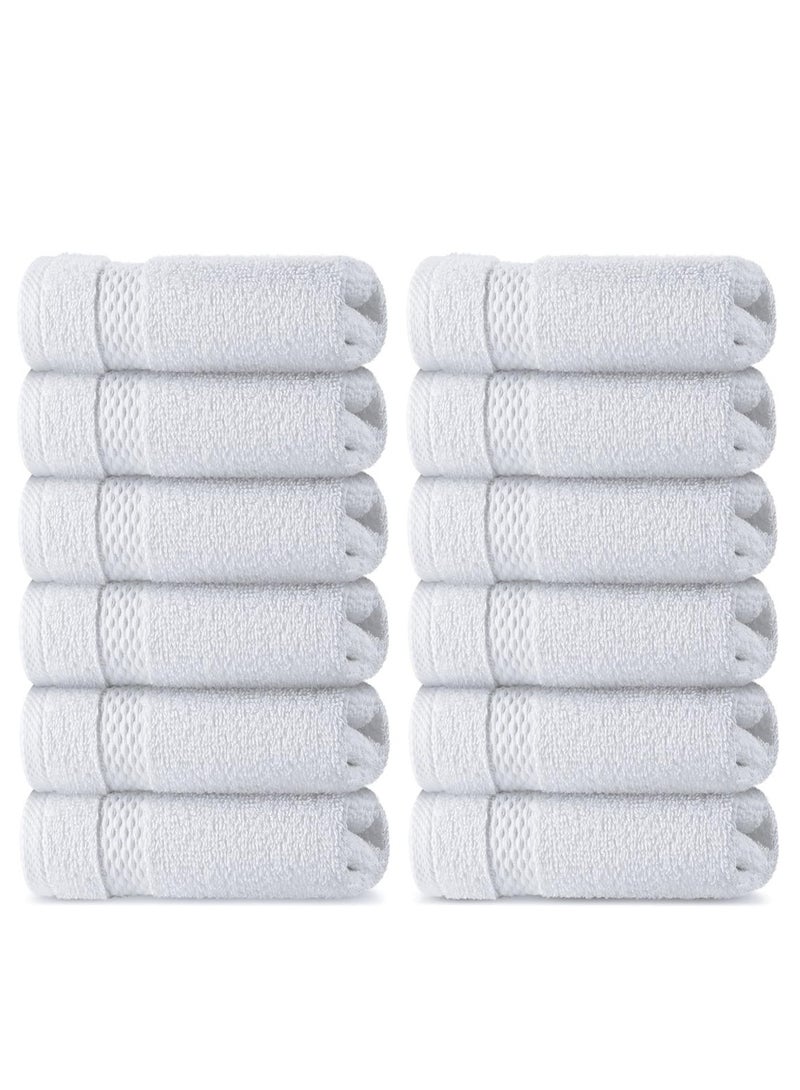 12-Piece Premium Hotel Salon Quality Face Towel White 13 X 13inch