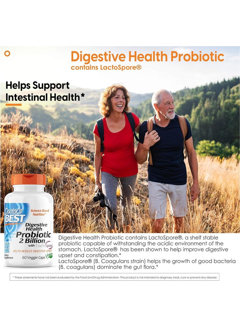 Digestive Health Probiotic 2 Billion With Lactospore 60 Veggie Caps