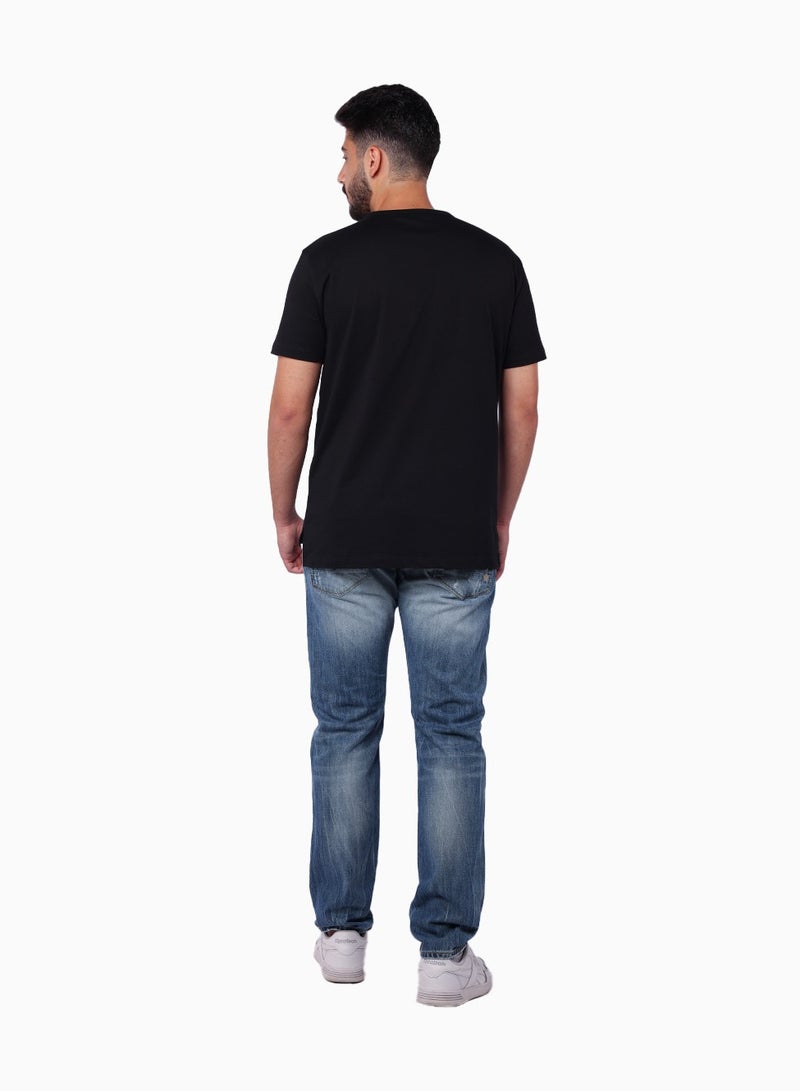 PRINCE 9506 Straight Fit Blue Jeans with Distressed Patches and Shaded Effects for Men - Vintage-Inspired Casual Denim by Reign Italia