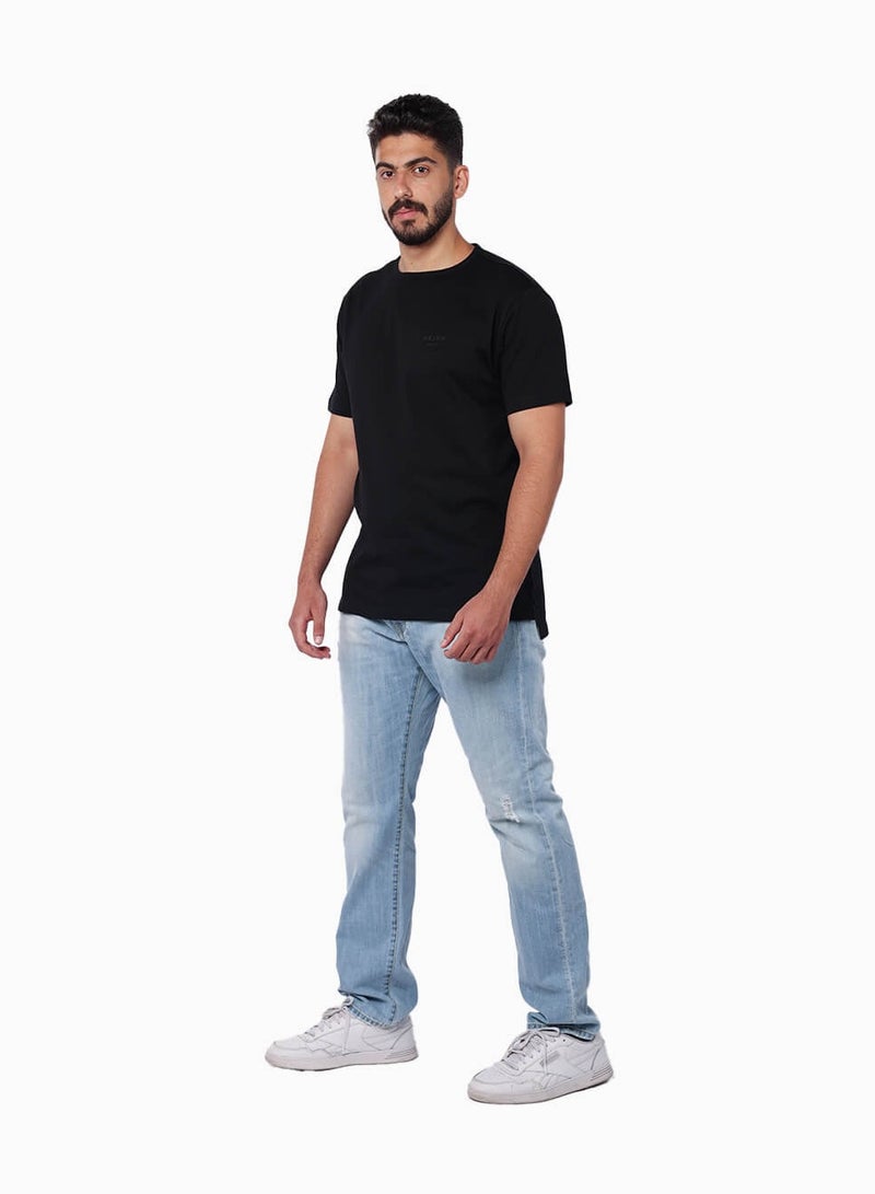 PRINCE 9587 Light Wash Straight Fit Distressed Jeans for Men - Classic and Modern Casual Denim by Reign Italia