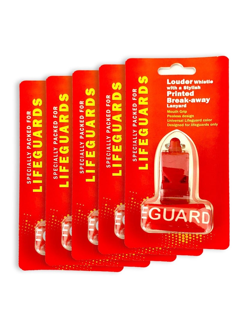 Lifeguard Whistle with Break Away Lanyard 5 Pcs Pack