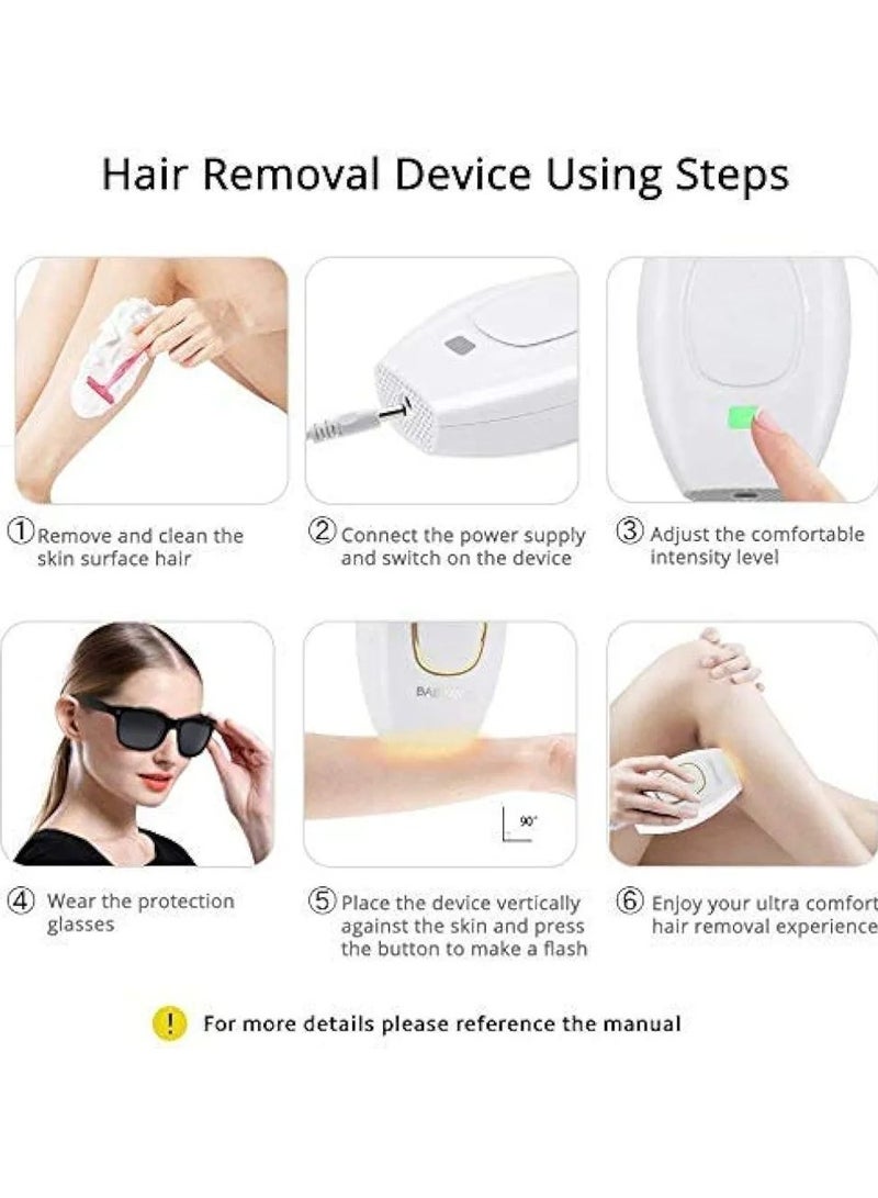 Mini Portable IPL Hair Removal System Light Epilator 400,000 Flashes, of Laser Head Painless Permanent Hair Removal At-Home Hair Removal Device for Facial Legs Arms Whole Body Use, Black