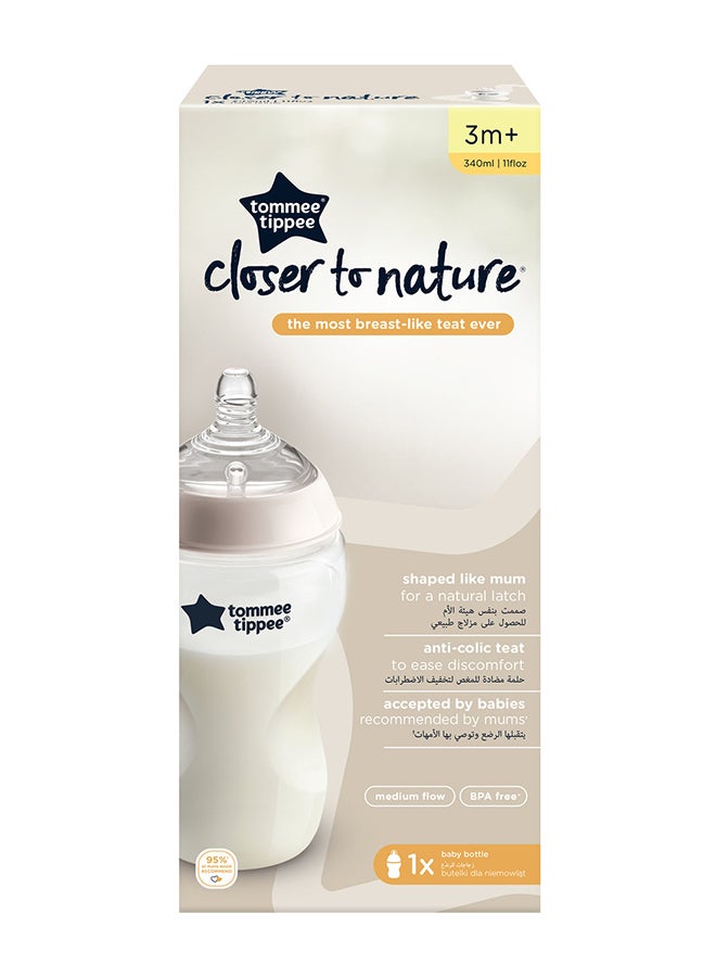 Pack Of 1 Closer To Nature Baby Feeding Bottle 3 Months+ 340  ml, Clear