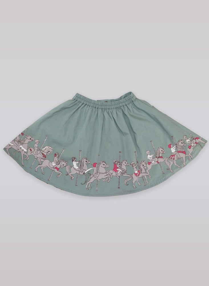 Belle & Boo Reversible Carousel Skirt/Teal- 4-5 Years