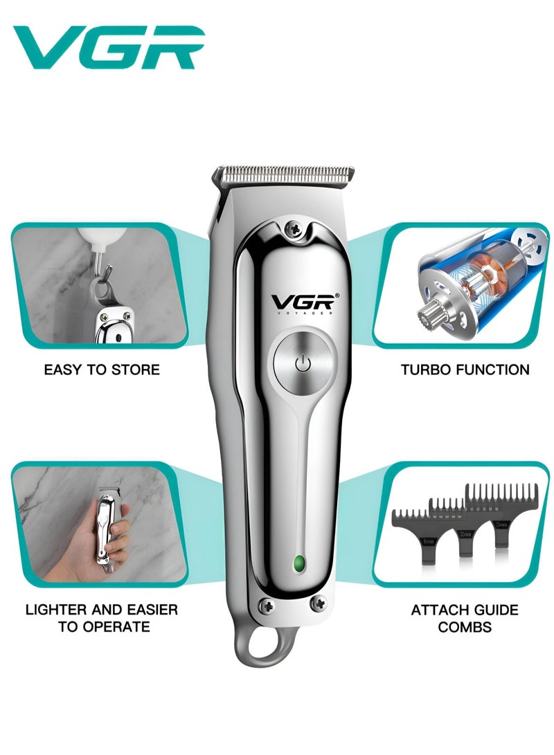 Hair Clipper Shaver 120Min Working Time 600mAh Battery With 3 Guide Comb Led Light Usb Charging For Home Travel Car Dormitory V-071