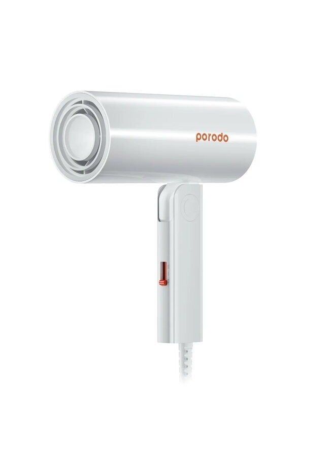 Portable Folding Ionic Hair Dryer, 1000W-1300W, 13m/s Wind Speed, 75dB Noise Level, 5,000,000 cm³ Ionic Capacity