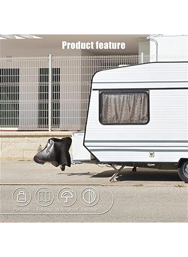 Caravan Hitch Cover, Universal Waterproof Tongue Jack Cover car Hitch Connector Cover, Jack Camper Accessories Exterior dust Cover, PVC Trailer Hitch Cover for Campers, caravans and Trailers