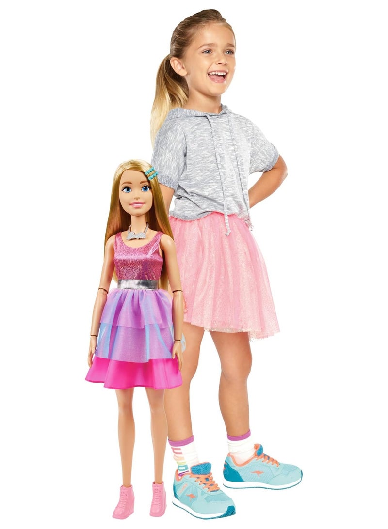 Large Fashion Doll 28 Inches Tall, Blond Hair and Shimmery Pink Dress-Caucasian