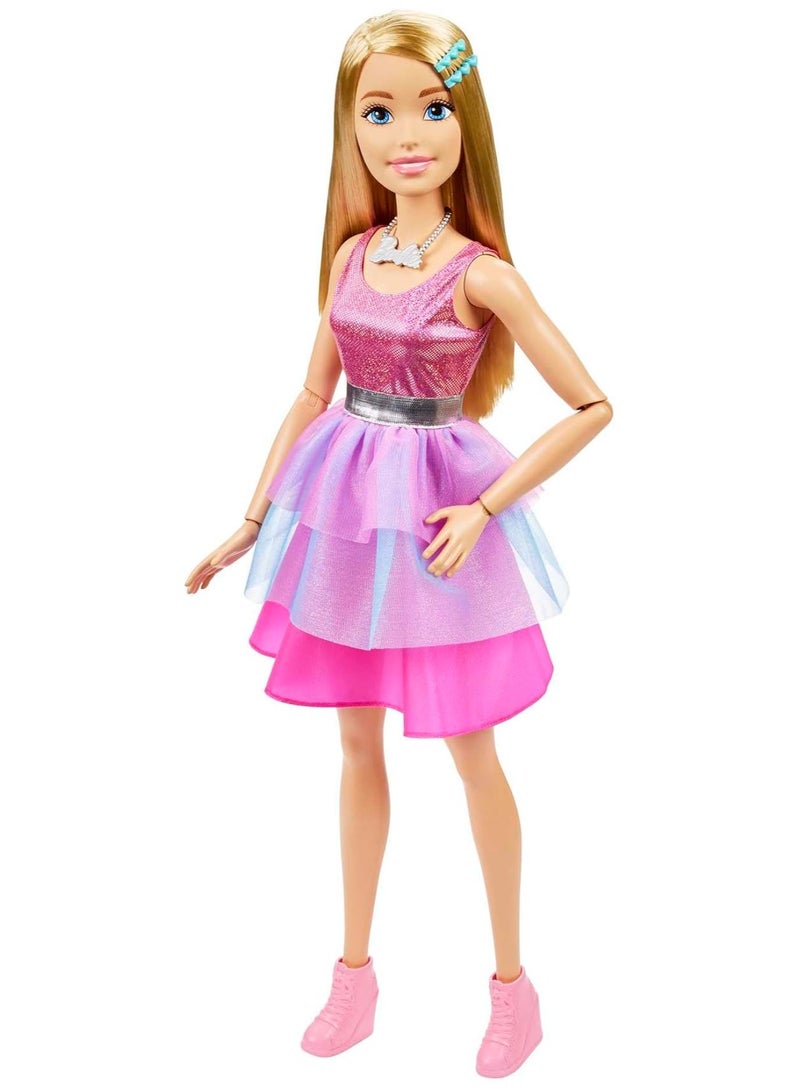 Large Fashion Doll 28 Inches Tall, Blond Hair and Shimmery Pink Dress-Caucasian