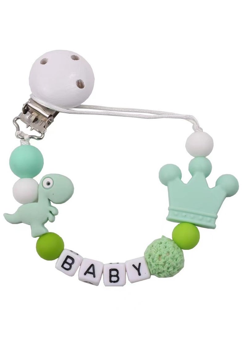 Baby Pacifier Clips with Teething Beads Anti-Drop Chain 4-Pack Multicolor