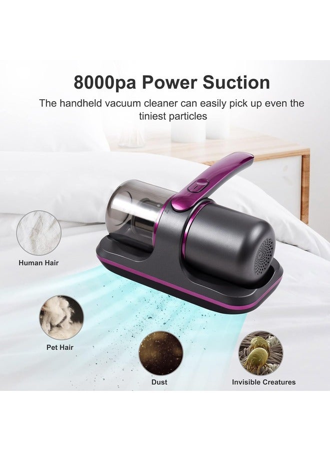 100W Cordless Mattress Vacuum Cleaner – Compact with UV Light, 8000Pa Suction, and 250ml Dust Bin