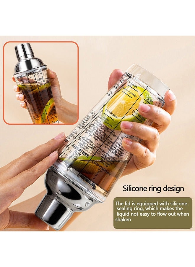 19 Piece Stainless Steel Cocktail Shaker Set with Stylish Bamboo Stand