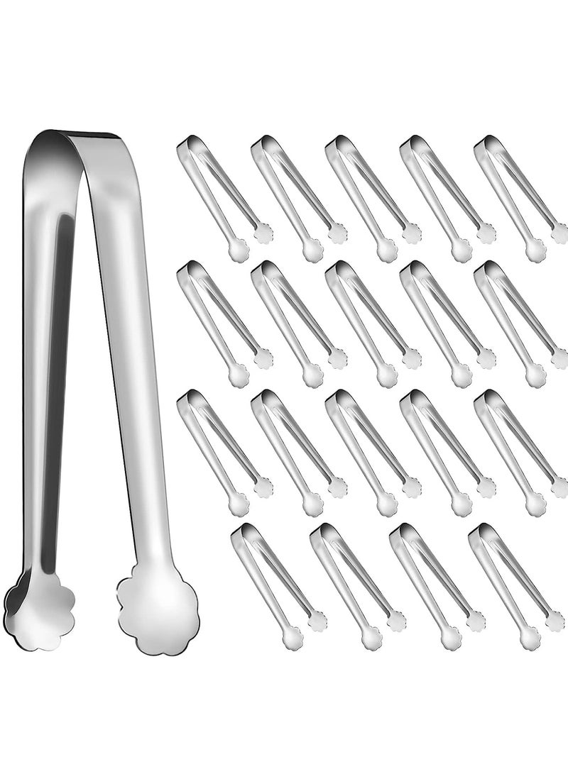 Mini Serving Tongs, 20-Packs Stainless Steel Sugar Tongs, Stainless Steel Mini Serving Tongs Appetizers Tongs Small Kitchen Tongs for Tea Party Coffee Bar, Tea Party, Desserts Party and Ice Bucket