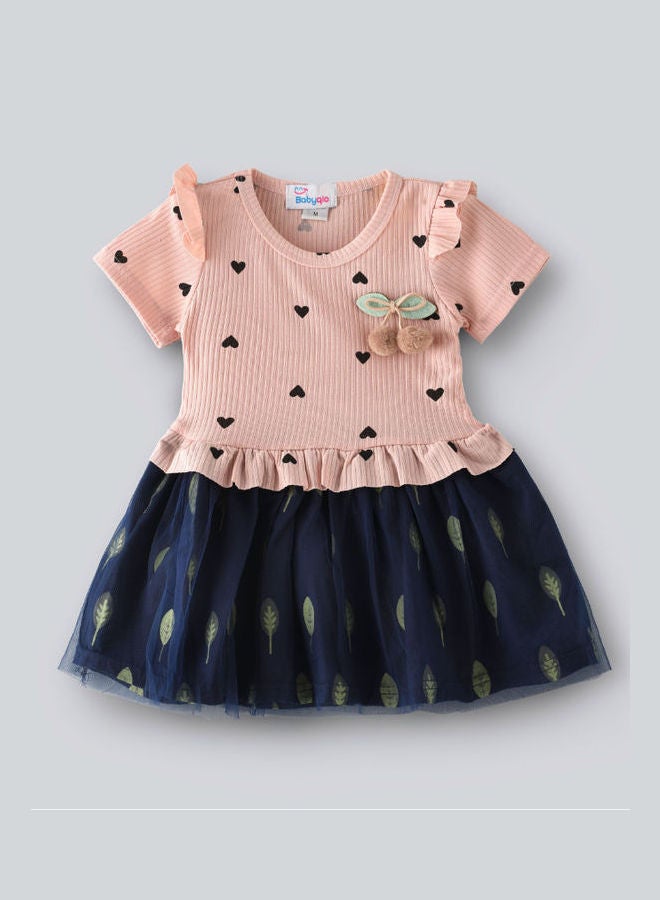 Two Tone Short Sleeve Casual Dress Blue/Pink