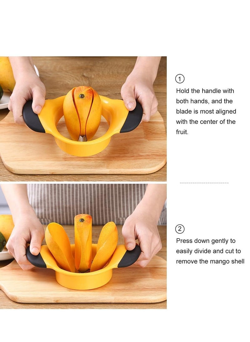 Mango Slicer Splitter, Stainless Steel Pit Remover Tool with Ergonomic Rubber Grip Handle