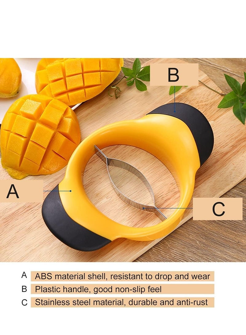 Mango Slicer Splitter, Stainless Steel Pit Remover Tool with Ergonomic Rubber Grip Handle