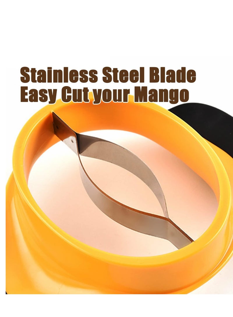 Mango Slicer Splitter, Stainless Steel Pit Remover Tool with Ergonomic Rubber Grip Handle