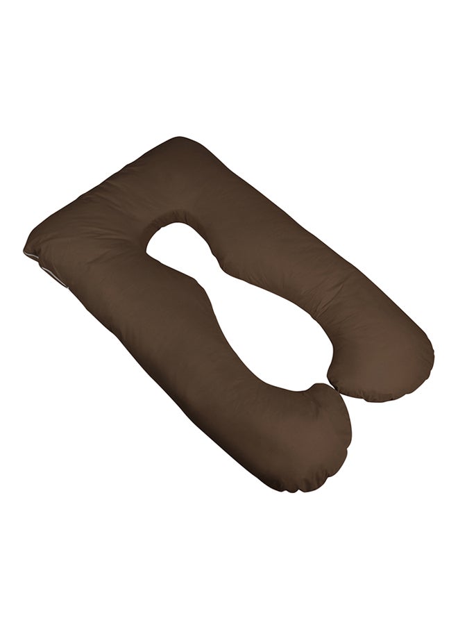 U-Shaped Maternity Pillow Cotton Coffee Brown 120x80cm