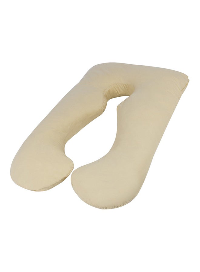 U-Shaped Maternity Pillow Cotton Beige 120x80centimeter