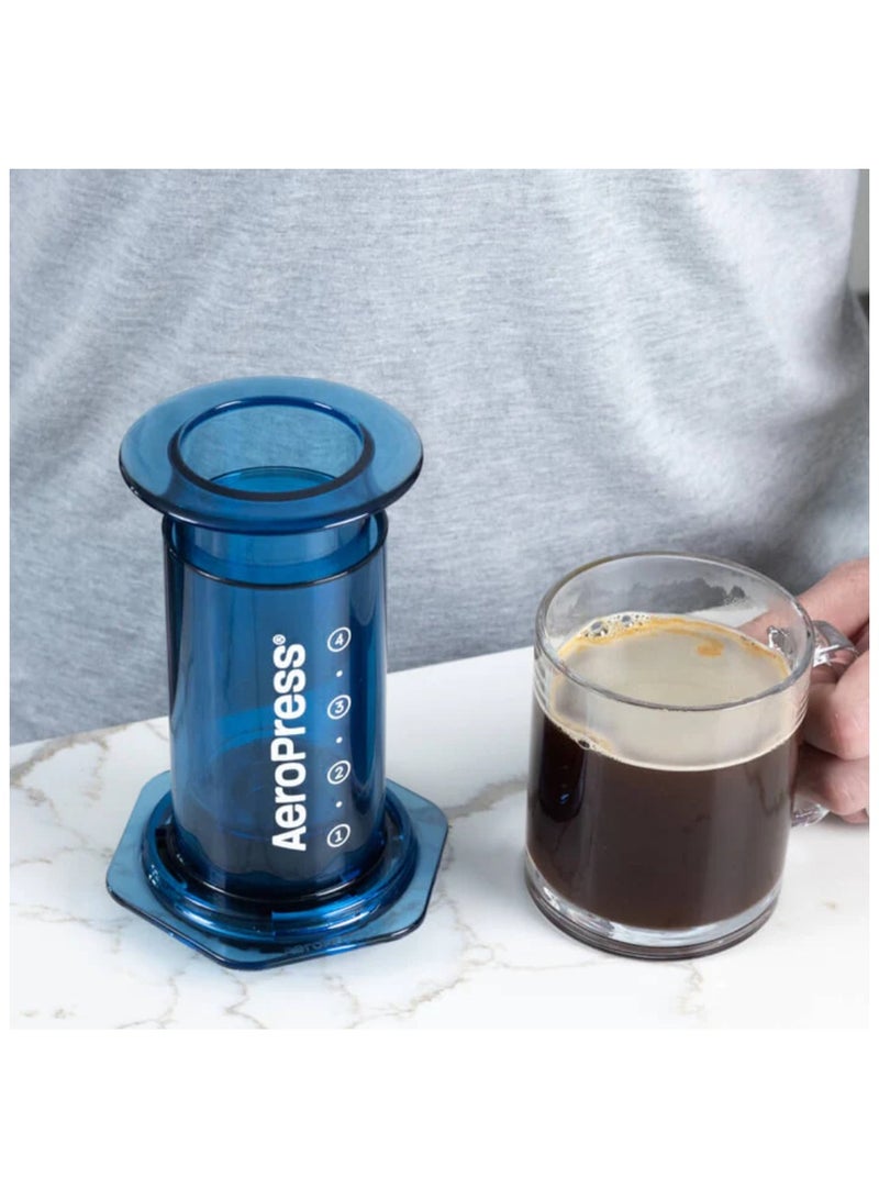Coffee Maker, 3-in-1 Brewing, Portable, Made in USA, Clear Blue - 1-2 Cups