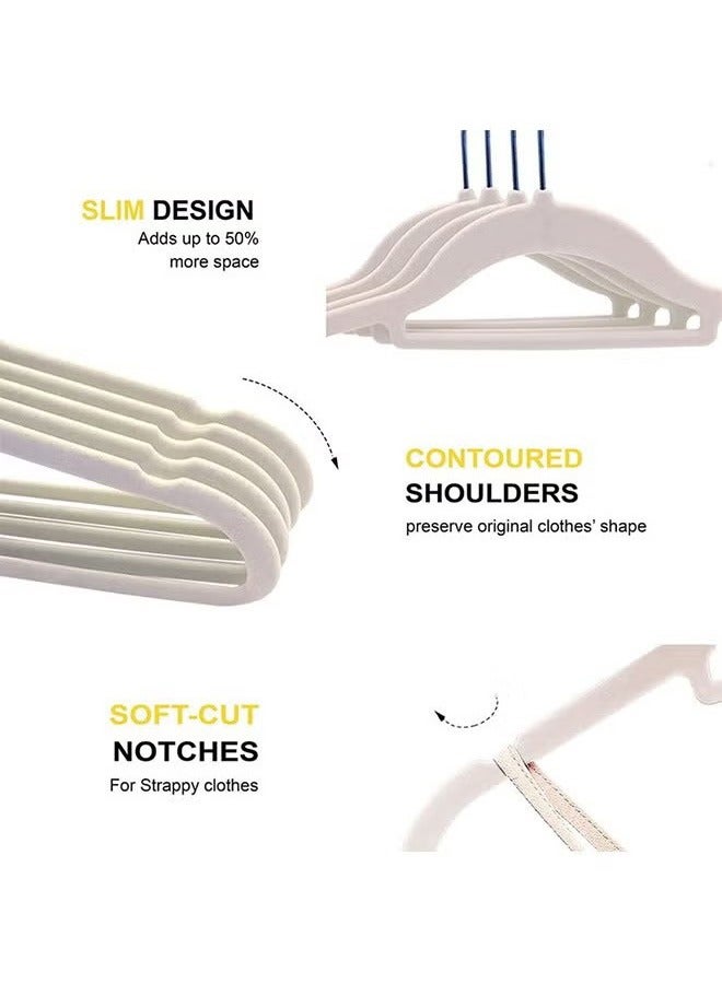 100 Velvet Hangers, Non-Slip Hangers-Space Saving, Beige