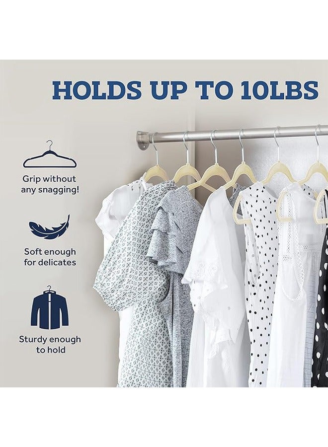 100 Velvet Hangers, Non-Slip Hangers-Space Saving, Beige