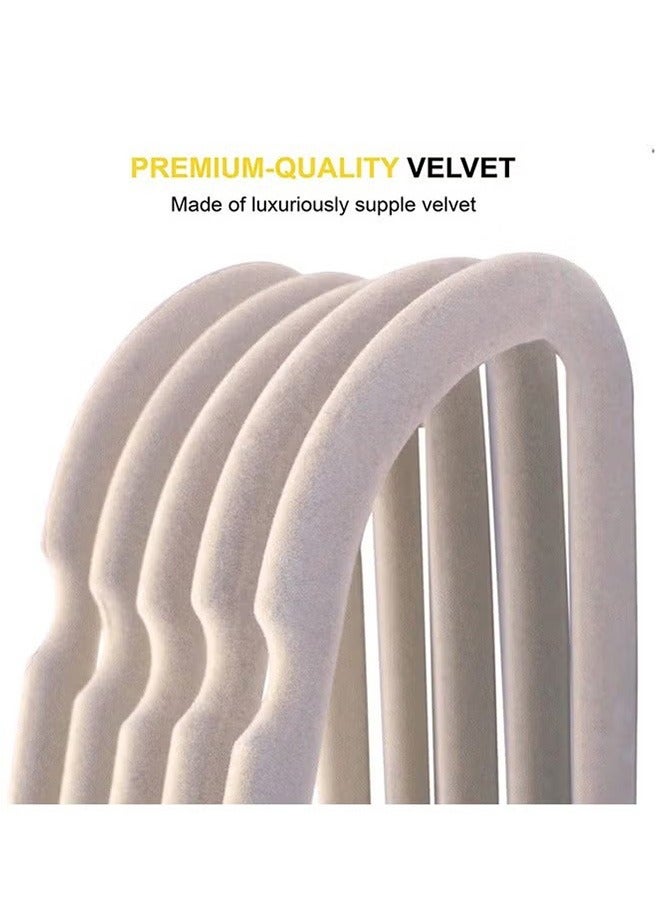 100 Velvet Hangers, Non-Slip Hangers-Space Saving, Beige