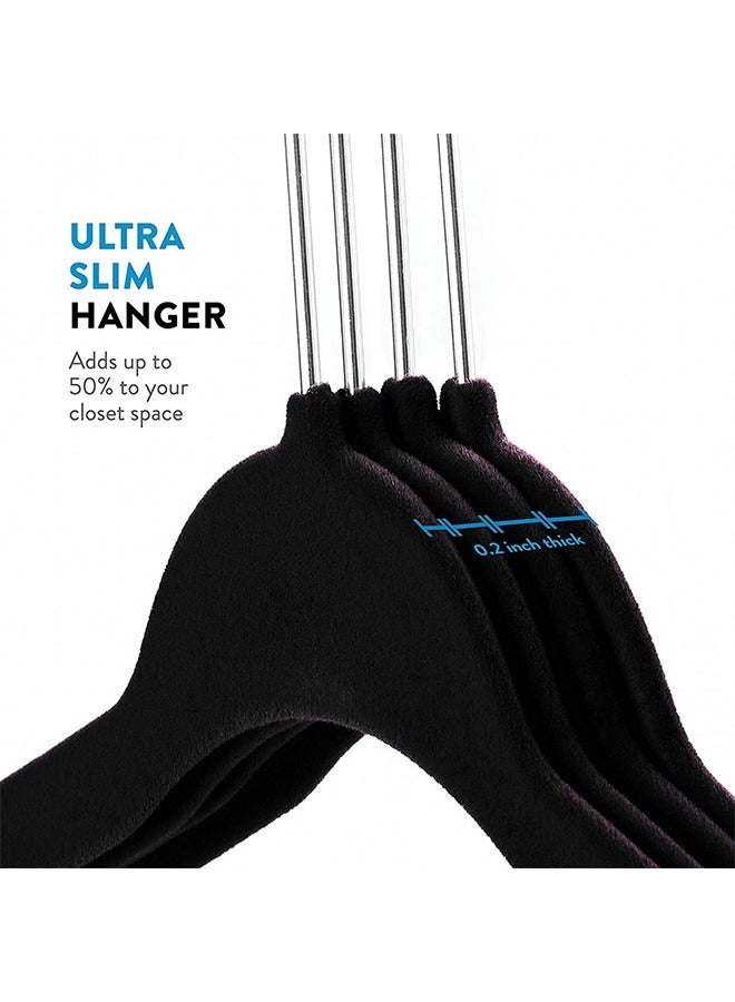 100 Velvet Hangers, Non-Slip Hangers-Space Saving, Black