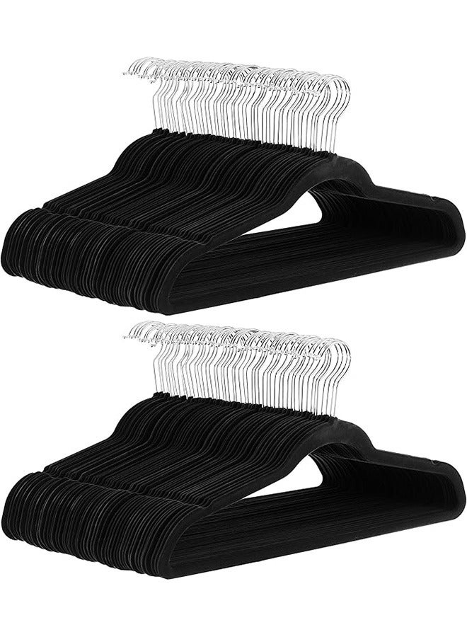 100 Velvet Hangers, Non-Slip Hangers-Space Saving, Black