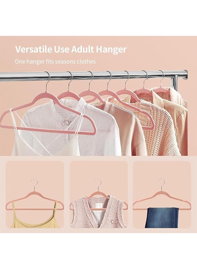 100 Velvet Hangers, Non-Slip Hangers-Space Saving,  Pink