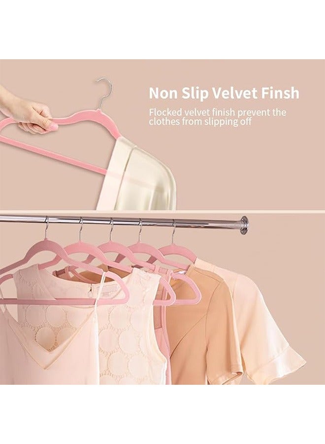 100 Velvet Hangers, Non-Slip Hangers-Space Saving,  Pink