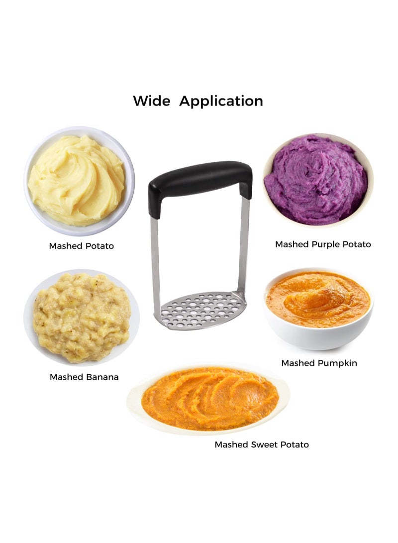 Zuleen 1pcs Potato Masher, Stainless Steel Premium Hand-Mashed Machine, purees Baby Food, Fruit And Vegetable Smasher, with Wide Ergonomic Horizontal Handle Fine-Grid Plate