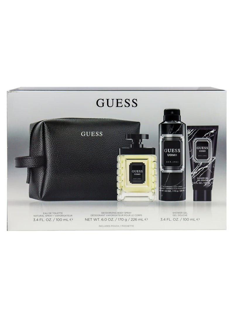 Guess Uomo EDT 100Ml + Shower Gel 100Ml + Deodorant 170Gr + Pouch Gift Set For Men