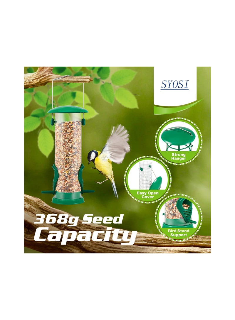 SYOSI 3Pack Metal Bird Feeder, Squirrel-Proof Hanging Bird Feeder Station for Garden, Backyard, Lawn Set of Tube, Dense Mesh, Coarse Mesh Wild Bird Feeders for Nuts, Seeds, Fat Balls