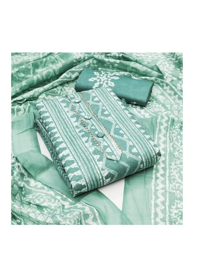 Women's Cotton Printed Unstitched Salwar Suit Dress Material With Printed Dupatta