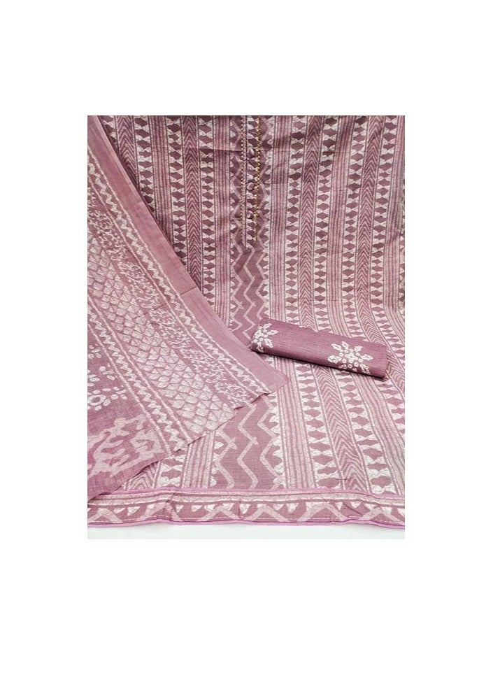 Women's Cotton Printed Unstitched Salwar Suit Dress Material With Printed Dupatta