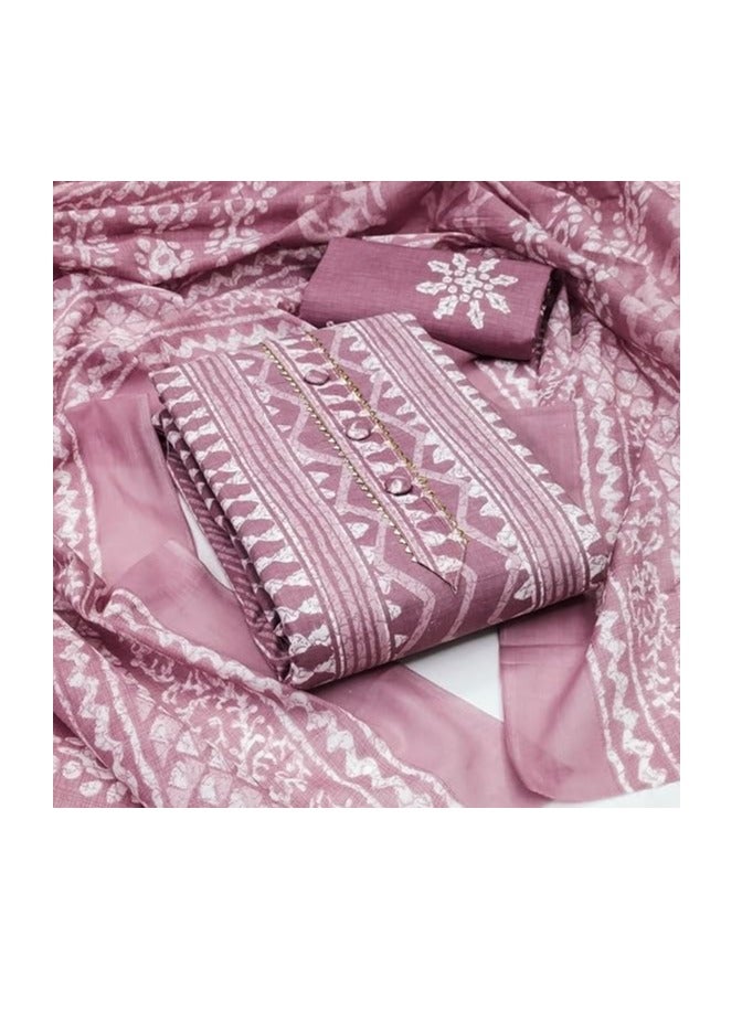 Women's Cotton Printed Unstitched Salwar Suit Dress Material With Printed Dupatta
