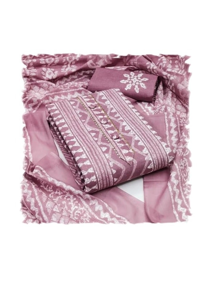 Women's Cotton Printed Unstitched Salwar Suit Dress Material With Printed Dupatta