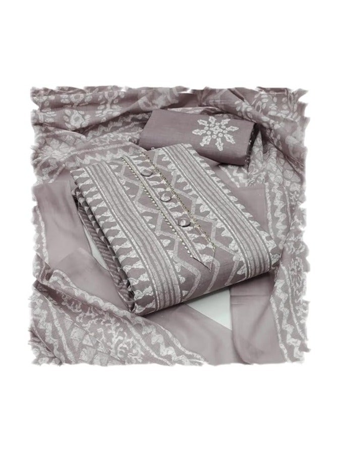 Women's Cotton Printed Unstitched Salwar Suit Dress Material With Printed Dupatta
