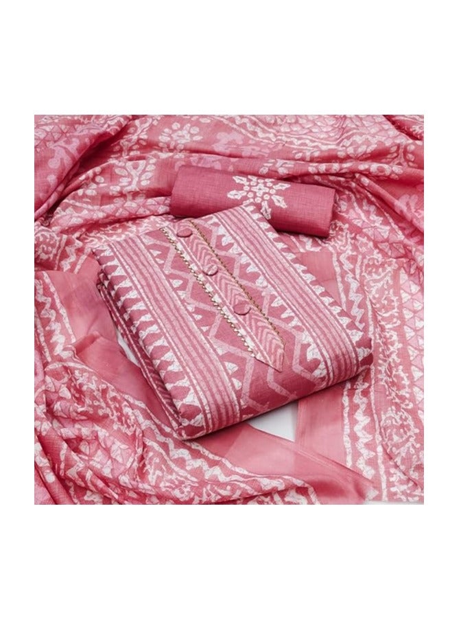 Women's Cotton Printed Unstitched Salwar Suit Dress Material With Printed Dupatta