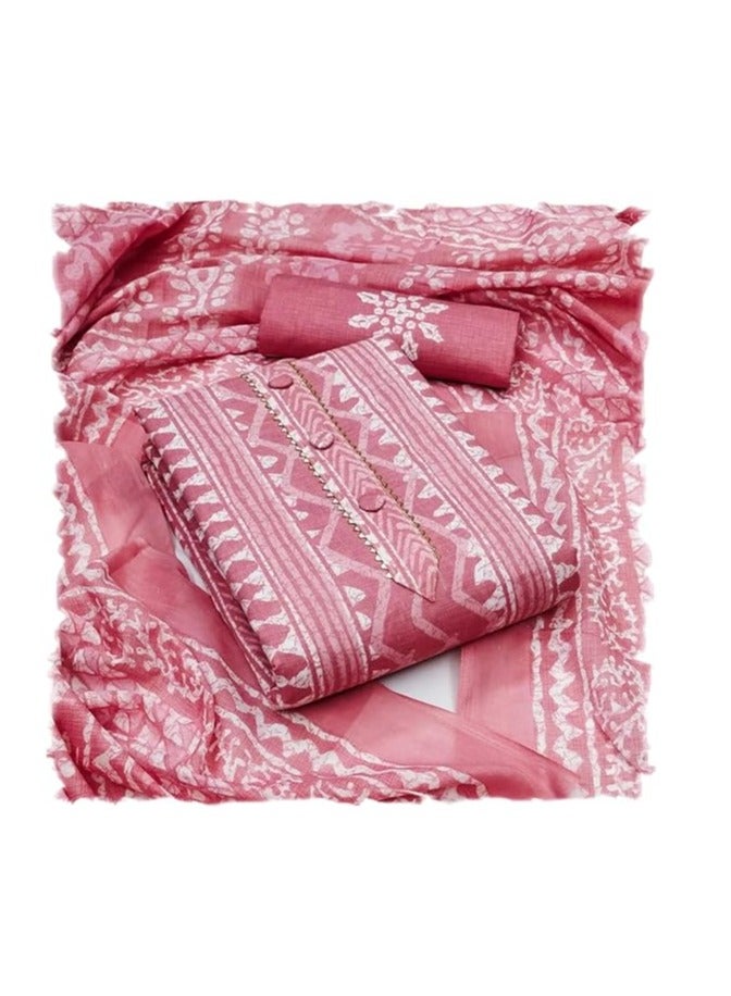 Women's Cotton Printed Unstitched Salwar Suit Dress Material With Printed Dupatta