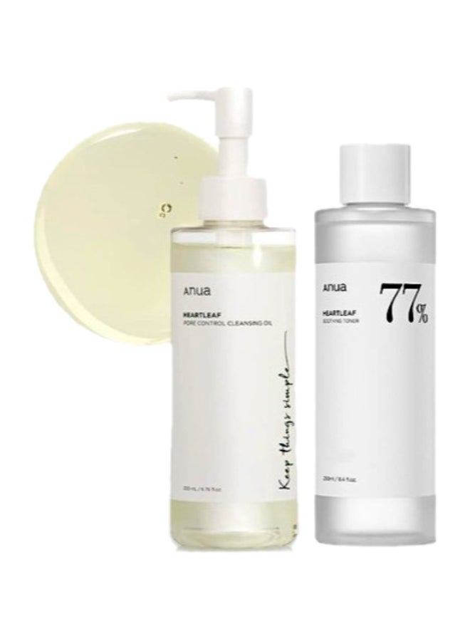 Heartleaf 77% Soothing Toner 250 Ml And Anua Heartleaf Pore Control Cleansing Oil 200 Ml