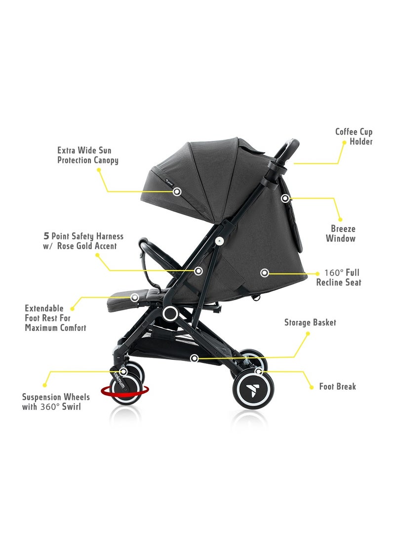 TEKNUM Travel Cabin Stroller with Coffee Cup Holder - Slate Grey