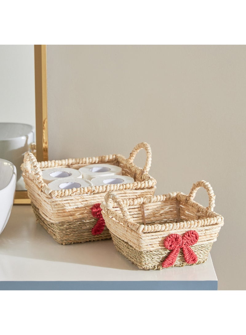 Natura 2-Piece Red Bow Basket Set 23 x 12 x 23 cm