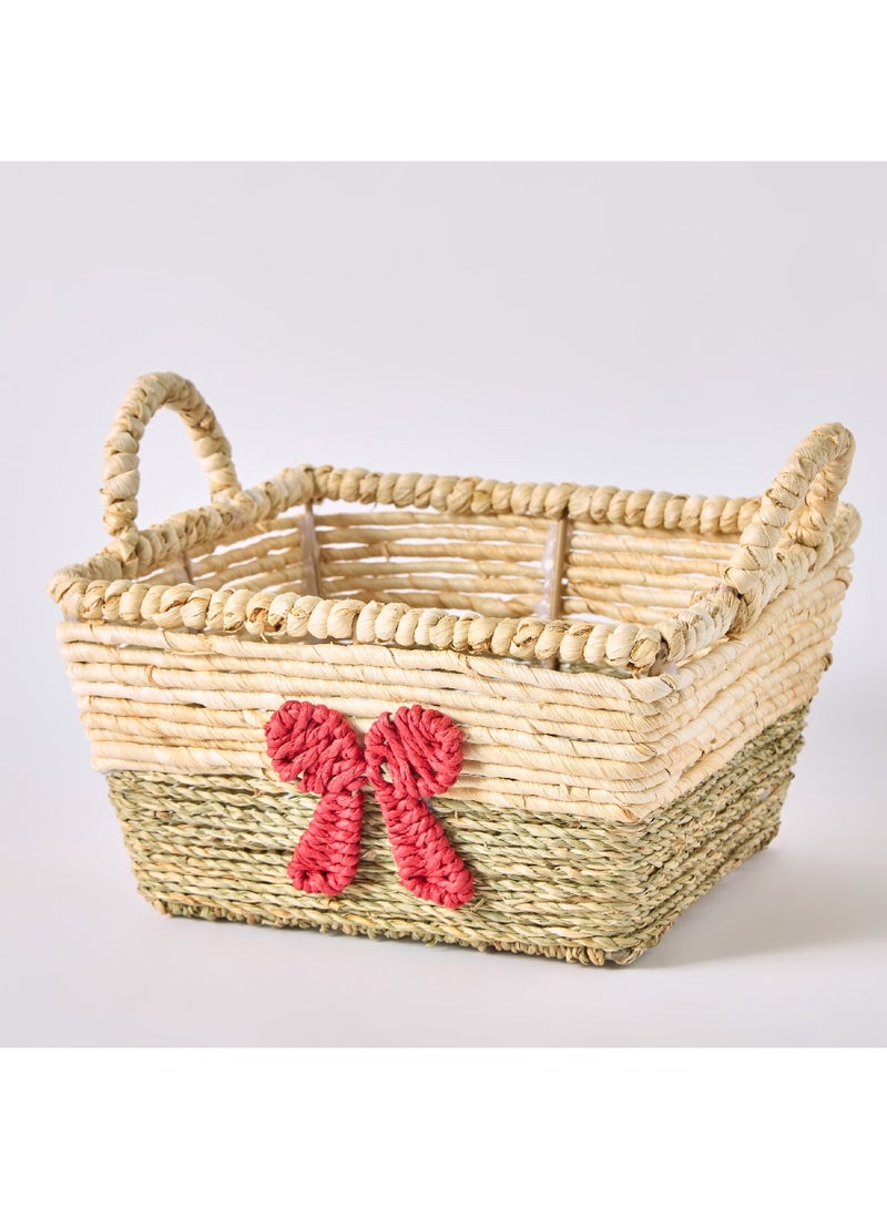 Natura 2-Piece Red Bow Basket Set 23 x 12 x 23 cm