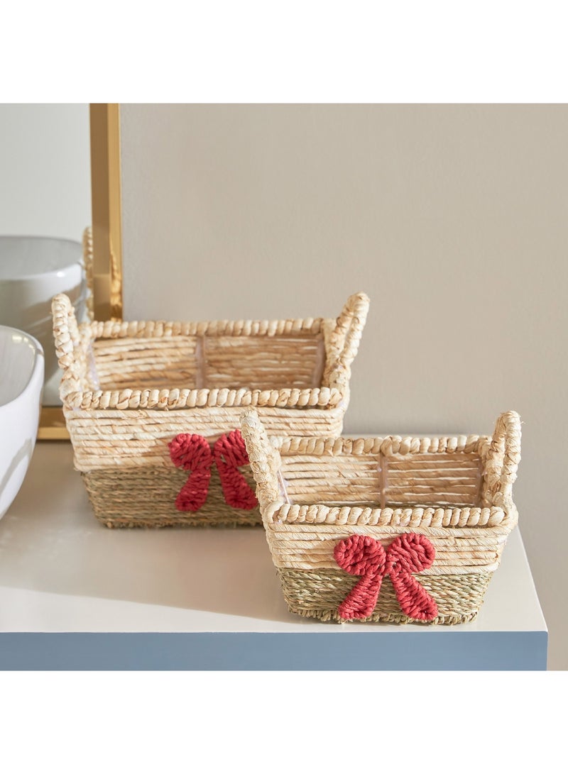 Natura 2-Piece Red Bow Basket Set 23 x 12 x 23 cm