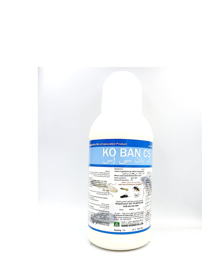 KOBAN CS 1L is a Bio Degradable Public Health Insecticide Designed to Effectively Control and Eliminate a Wide Range of Pests Including Cockroaches Ants and Flying Insects.